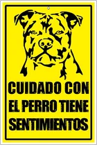 Comprar Letrero Cuidado Con El Perro Tiene Sentimientos Pitbull
