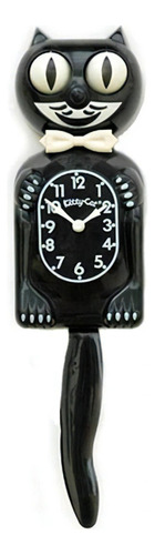 Reloj De Pared Kitty Cat Klock, 32cm, Plástico, Negro Color De La Estructura Negro Color Del Fondo Negro