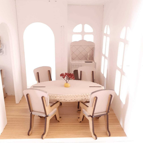 Casita De Muñecas Tamaño Lol, Pintada Con 26 Muebles Y Deco