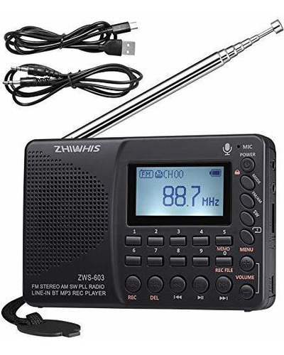 Radio Bluetooth Portatil Zhiwhis, Radio Fm Am De Onda Corta