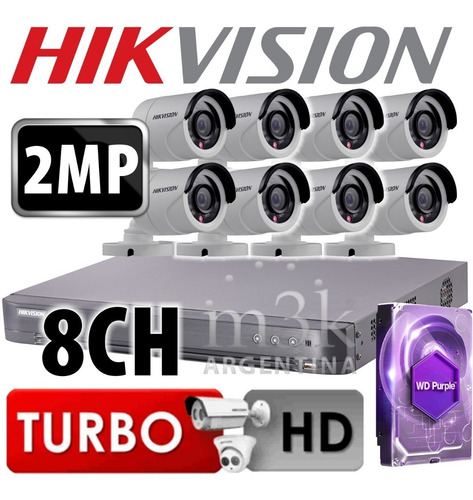 Imagen 9 de 10 de Kit Seguridad Hikvision Dvr 8 + 8 Camaras 2mp + 1tb