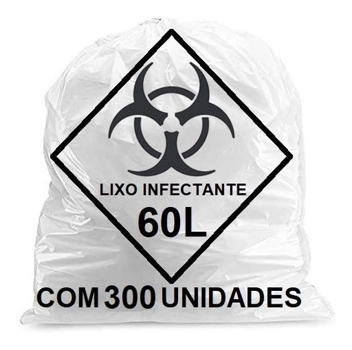 Imagem 1 de 3 de Sacos De Lixo Infectante Hospitalar 60 Litros 300 Unidades