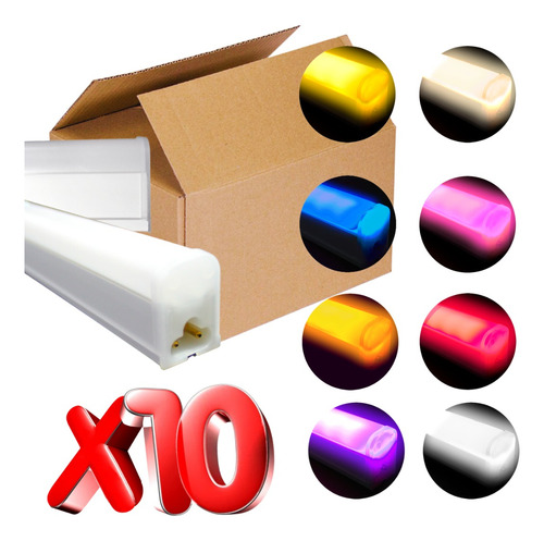 Paquete De 10 Regleta Led Tipo Neon Color A Elegir 18w 1.20m