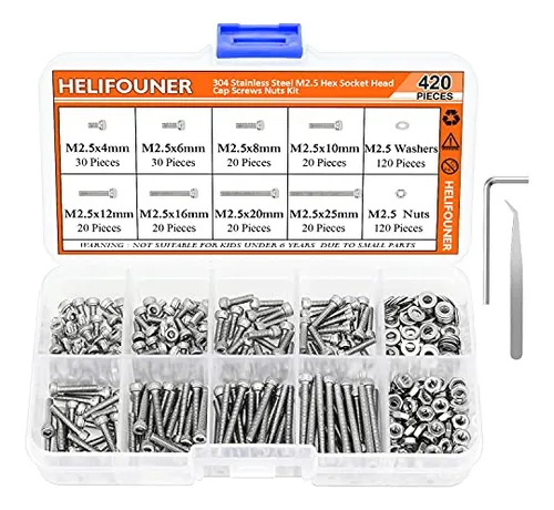 comprar Tornillos M2.5 X 4-25 Mm, Kit Tuercas Y Arandelas, Inox Stee