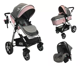 Carriola de paseo Noni IS-999-A 2023 rosa con chasis color plateado