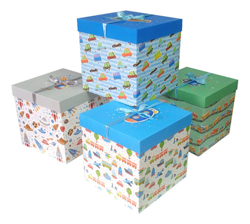 Pack 12 Cajas De Regalo Plegable Niño Niña 30x30cm