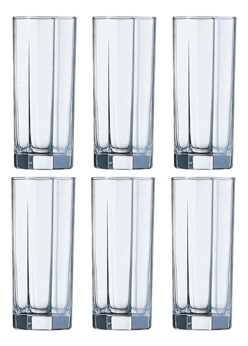 Set X6 Vaso Alto Rabba P/ Agua Refresco Jugo En Vidrio 310ml