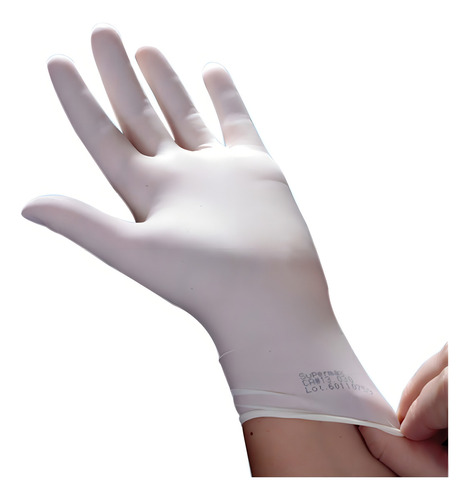Caixa Luva De Latex Sem Pó Com 100 Unidades Cor Branco Tamanho M