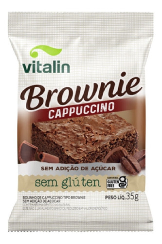 Brownie Cappuccino Sem Glúten Sem Açúcar Vitalin 35g