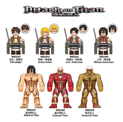 7 Figuras Attack On Titan  Bloques Para Armar