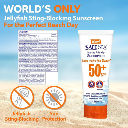 Protetor Solar Safe Sea Jellyfish Sting Blocking Spf 50+ 100