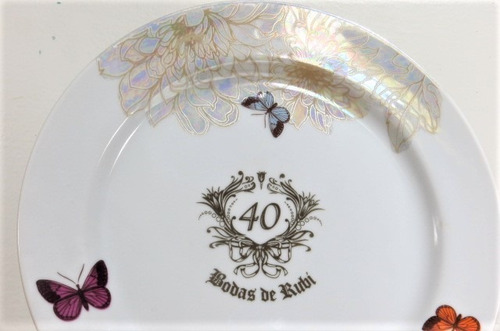 Imagem 7 de 7 de Prato Borboleta Bodas De Rubi 40 Anos De Casamento