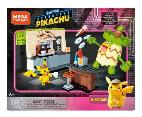 Detective Pikachu Mega Construx Hi Hat Cafe 328piezas Cantidad De Piezas 328