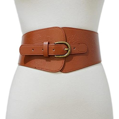 Awocan Mujer Cuero Pu Elástico Elástico Corsé Cinch Belt Pri