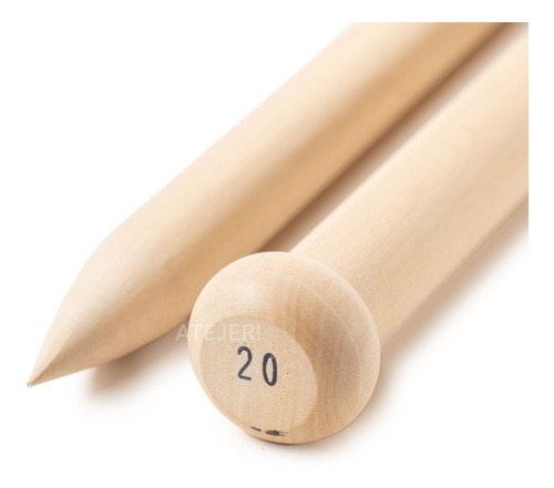 Imagen 3 de 4 de Par 2 Agujas Tejer De Madera Tricot N° 20mm X Par