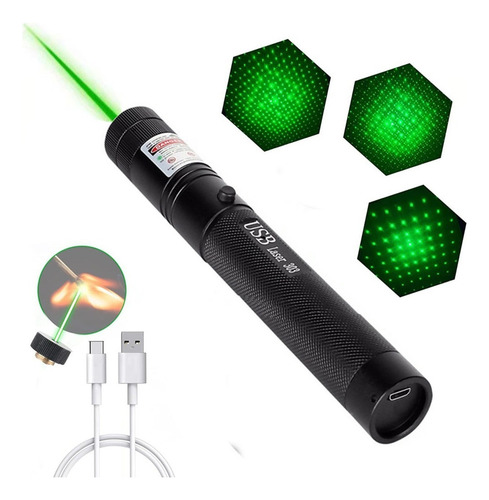 Puntero Láser Verde Proyector Carga Usb Recargable 9000mw