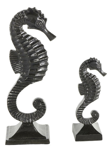 Figura Caballito De Mar Decorativo Negro 29cm Y 19cm