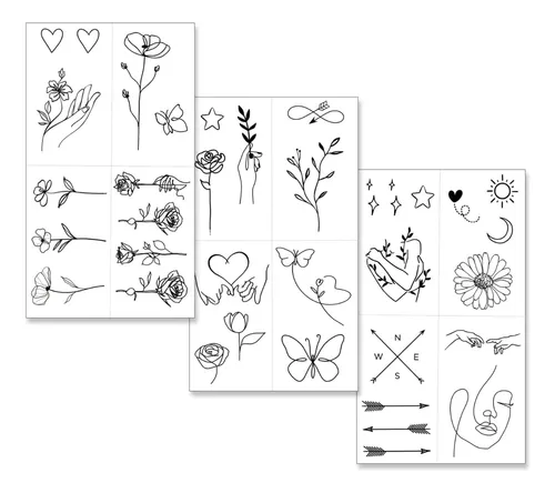 Mini Tatuajes Temporales De Línea Fina «tatuajes Pequeños»