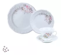 Jogo de Chá e Café 53pçs Porcelana Schmidt – Dec. Eterna – Louças Príncipe