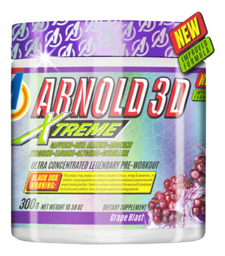 Pre Treino Arnold 3d Extrem Legendary 300gr Arnold Nutrition Sabor Grape