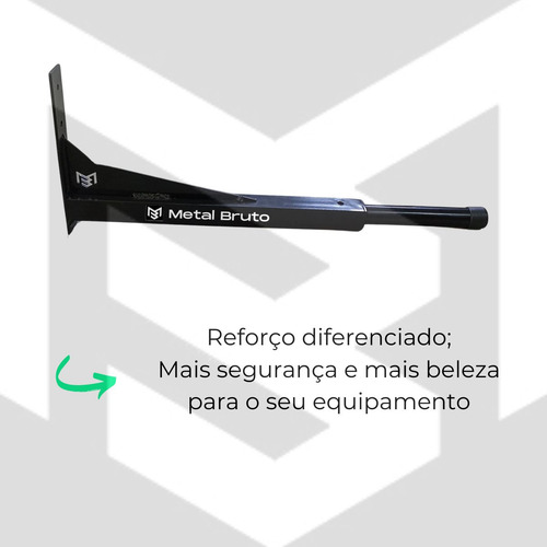 Barra Fixa De Parede Ergonômica Metal Bruto Cor Preto