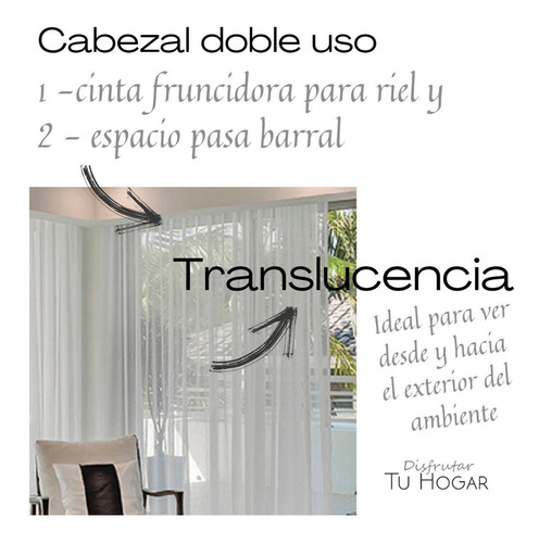 Cortinas Living Tela Voile Doble Ancho Cinta Jean Cartier
