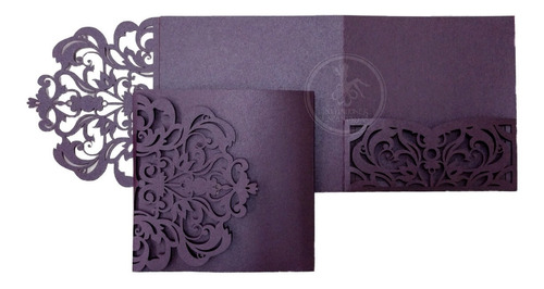 40 Invitaciones Sobres Corte Laser Trifold 15x15cm Modelos