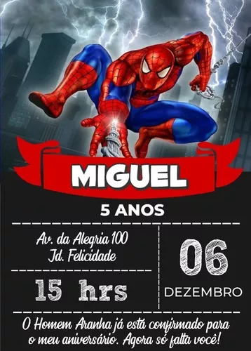 Criar convite de aniversário - Convite Homem Aranha