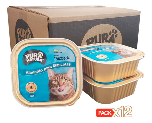 Alimento Húmedo Gatos Paté Pescado - Pack X12 Pura Natura