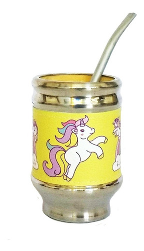 Imagen 3 de 3 de Termo Acero Inoxidable 1 L Y Mate Aluminio Madera Unicornios