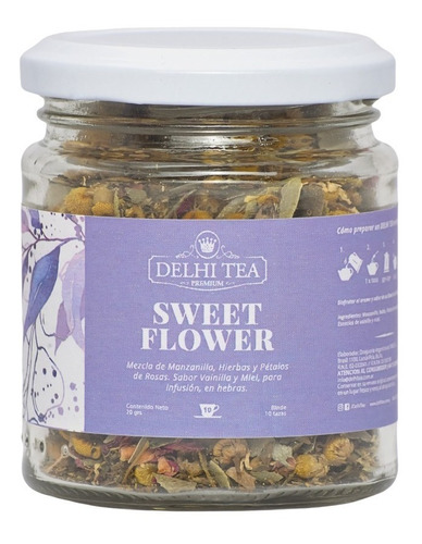 Imagen 1 de 6 de Te Hebras Delhi Tea Premium Frasco Sweet Flower