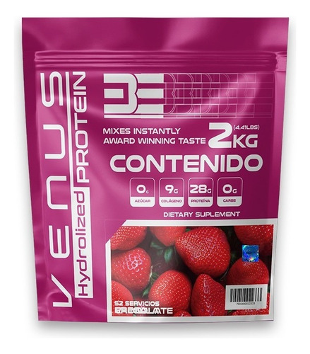 Be Venus 100% Proteina Whey Isolate 2 Kg 52 Serv Sabor Fresa