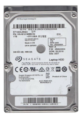 interno Seagate Laptop ST1000LM024 1TB