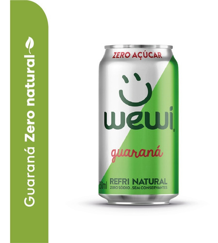 Refrigerante Natural Sabor Guaraná Zero Açúcar Wewi Lata 350ml