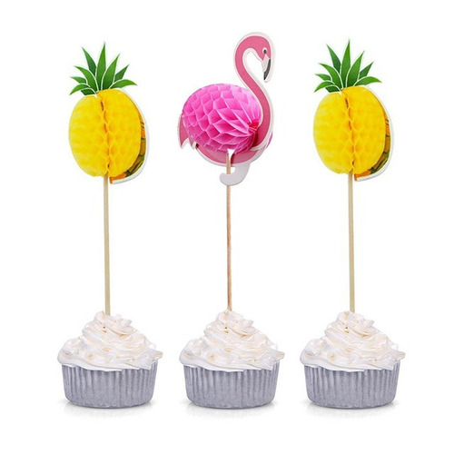 36 Topper Cupcake Abacaxi Flamingofesta Tropical
