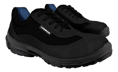 Imagen 2 de 10 de Calzado Conwork 105za Nobuck Negro Doble Frontura Negro