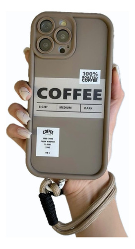Funda Silicona Coffe Con Holder Para iPhone 13 Pro Max