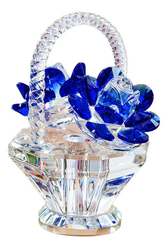 Figura Decorativa De Cristal Cesta De Flores, Corte 3d