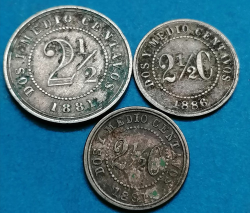 Colombia  Monedas 21/2 Centavos 1881 Grande - Pequeña Y 1886