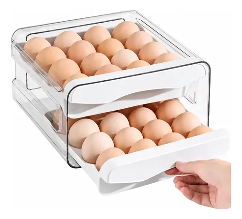 Organizador de Ovos Para Geladeira Porta Ovos Duplo 32 Ovos Branco