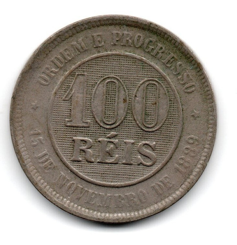 Brasil Moneda 100 Reis Año 1889 Km#492