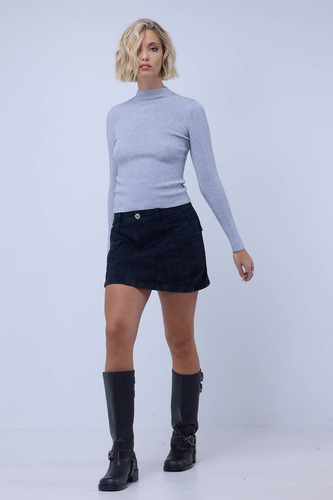 Media Polera Tejida Sweater Fino Mujer Scombro