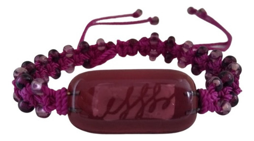  Pulsera Fussioli Morado Liz De Hilo,mostacillas,vidrio Vidrio Fusionable Color Base Púrpura Tamaño Mediano Para Adultos 15cm De Largo / 7cm De Diámetro