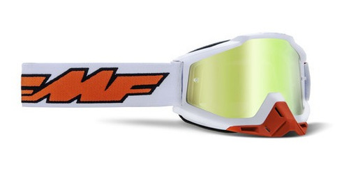 Goggles Para Motociclista Powerbomb Rocket Blanco Gold Lens