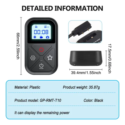 Mando A Distancia Para Gopro Hero 10 9 8 Max Con Soporte En