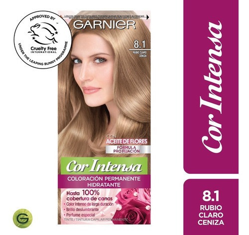 Tinta Garnier Nutrisse® Color Intenso - Tono N° 8.1 Tono Rubio claro ceniza