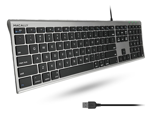 Teclado Usb Macally Ultra Delgado - Gris Espacial