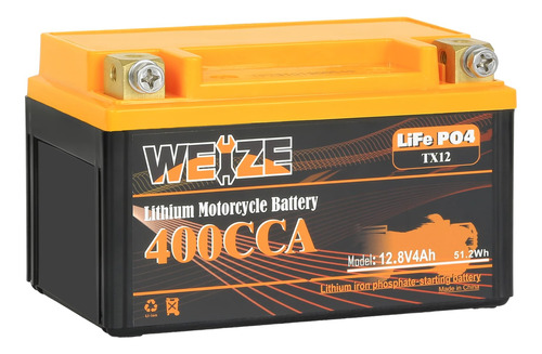 Weize Bateria De Litio Ytx9, 400a Lifepo4 Para Motocicleta Y