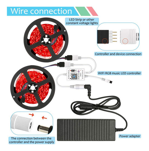 Controlador De Música Wifi Rgb Para Tira De Luz Led Infrarro