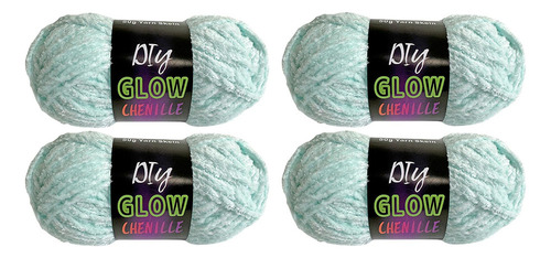 [ 4x Hilo Que En La Oscuridad Hilo De Crochet Hilo Azul